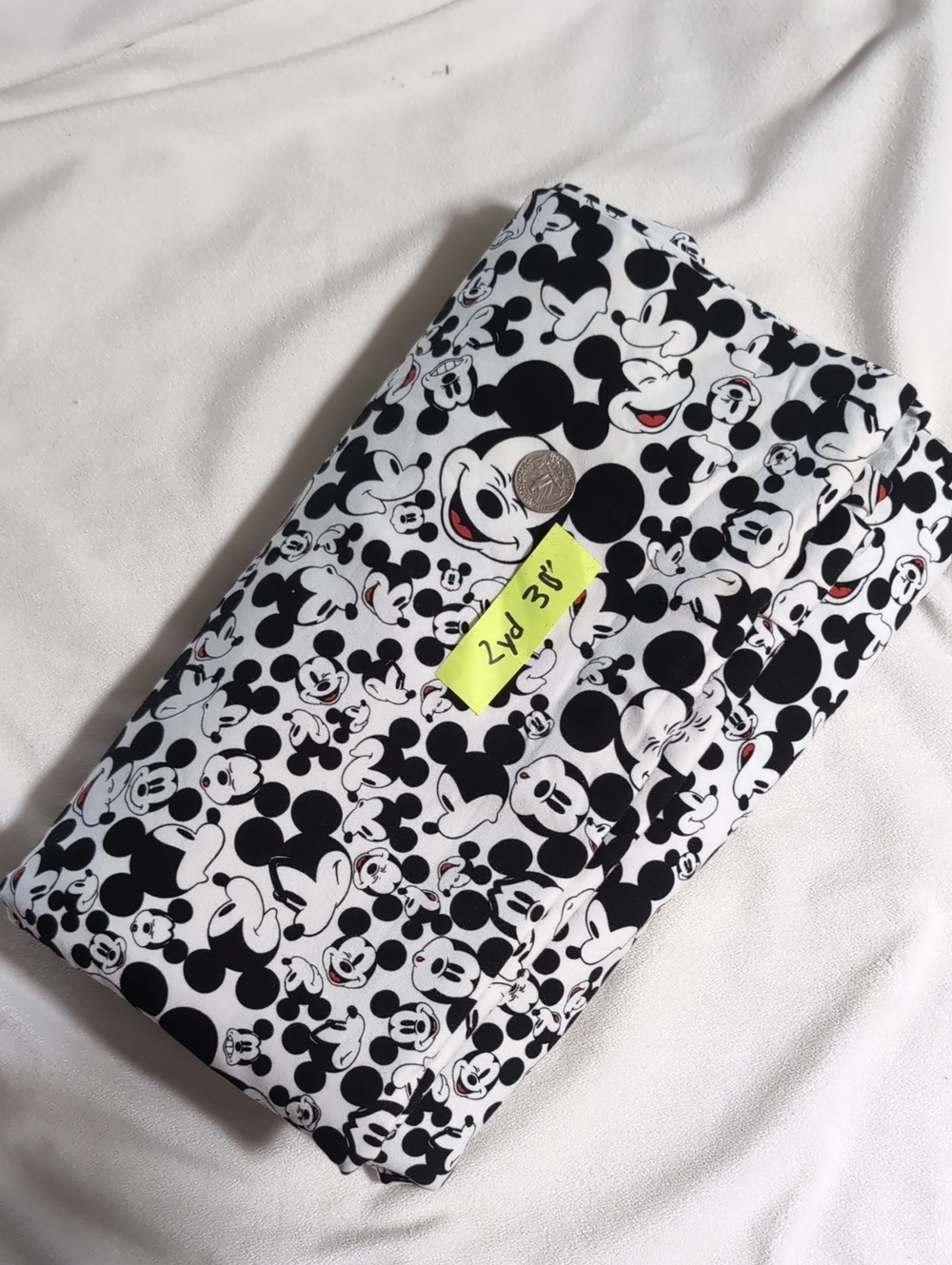 Black & White Mickey Mouse Stretch Cotton Jersey Fabric 2 Yards 30"